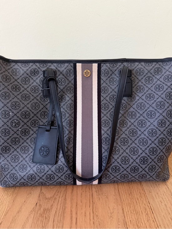 Tory Burch Handbags - Tory Burch Gray T monogram zipper canvas tote